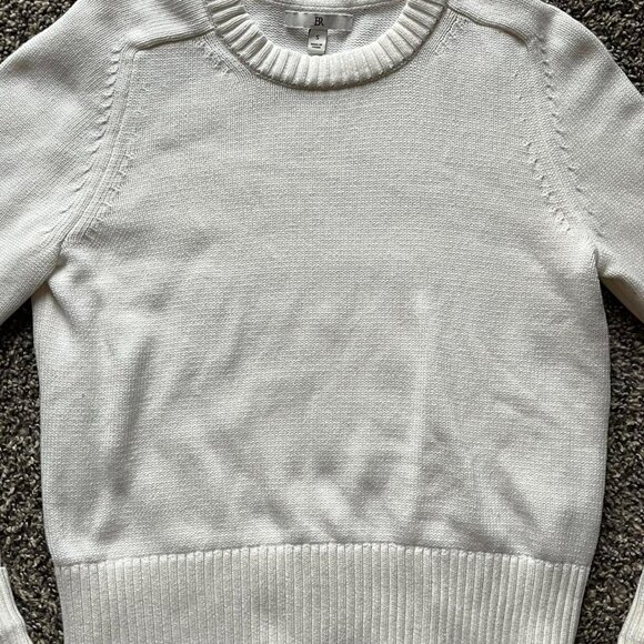 Silk & Cotton Banana Republic Knit Sweater Womens Small White Long Sleeve Top - Picture 3 of 8